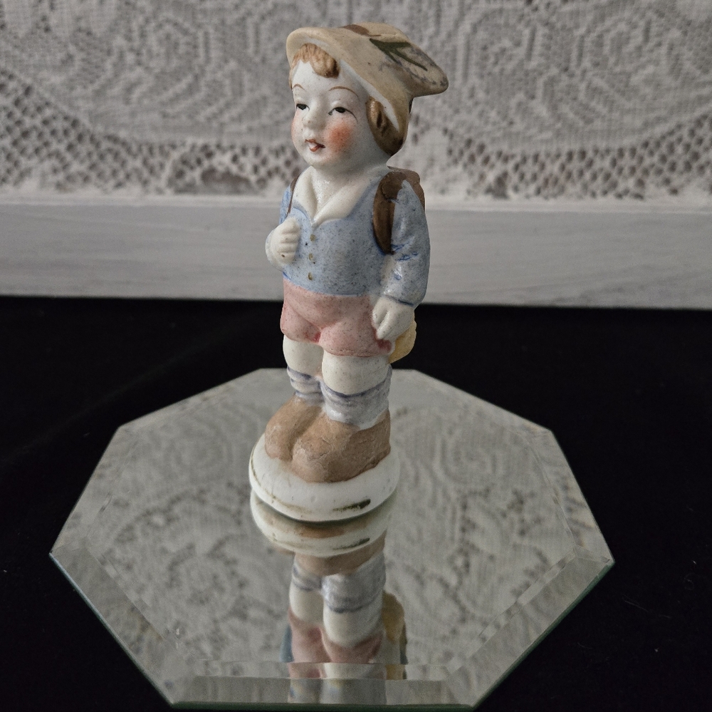 Vintage Japan Occupied Figurine – Boy Traveler with Backpack